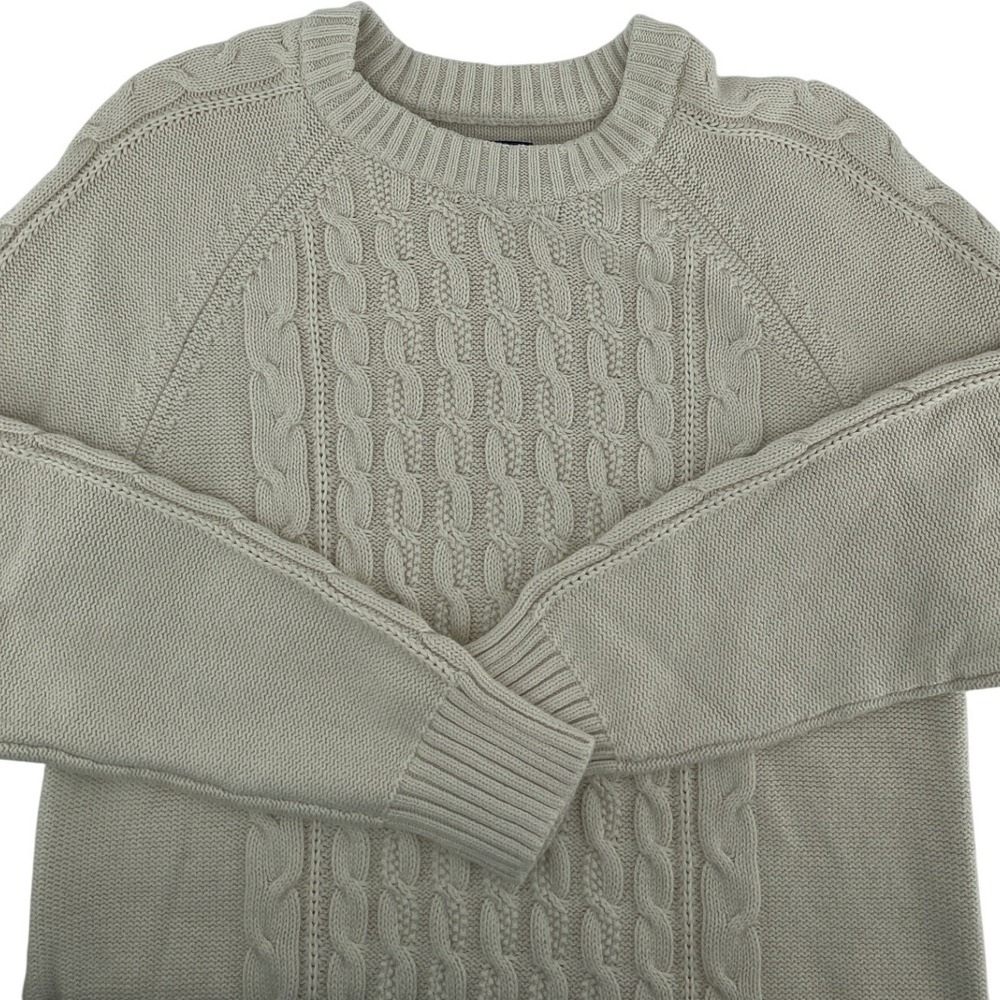 Gap Maternity Sweater Womens Small Cream Fisherman Chunky Cable Knit 100% Cotton